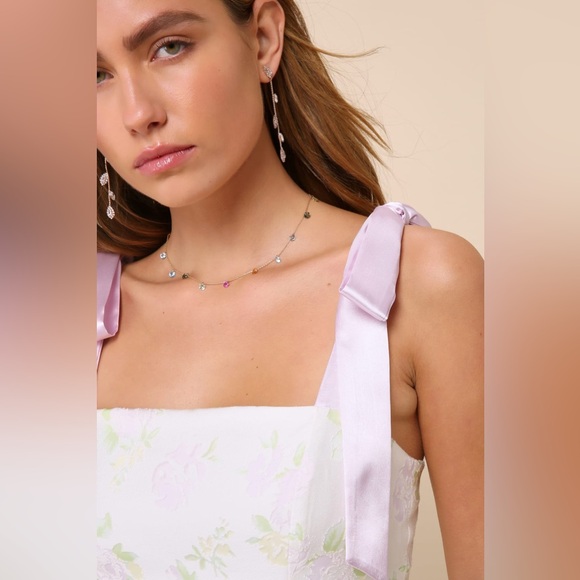 Lulus Sweeten the Day Cream Floral Burnout Tie-Strap Mini Dress - Picture 5 of 9